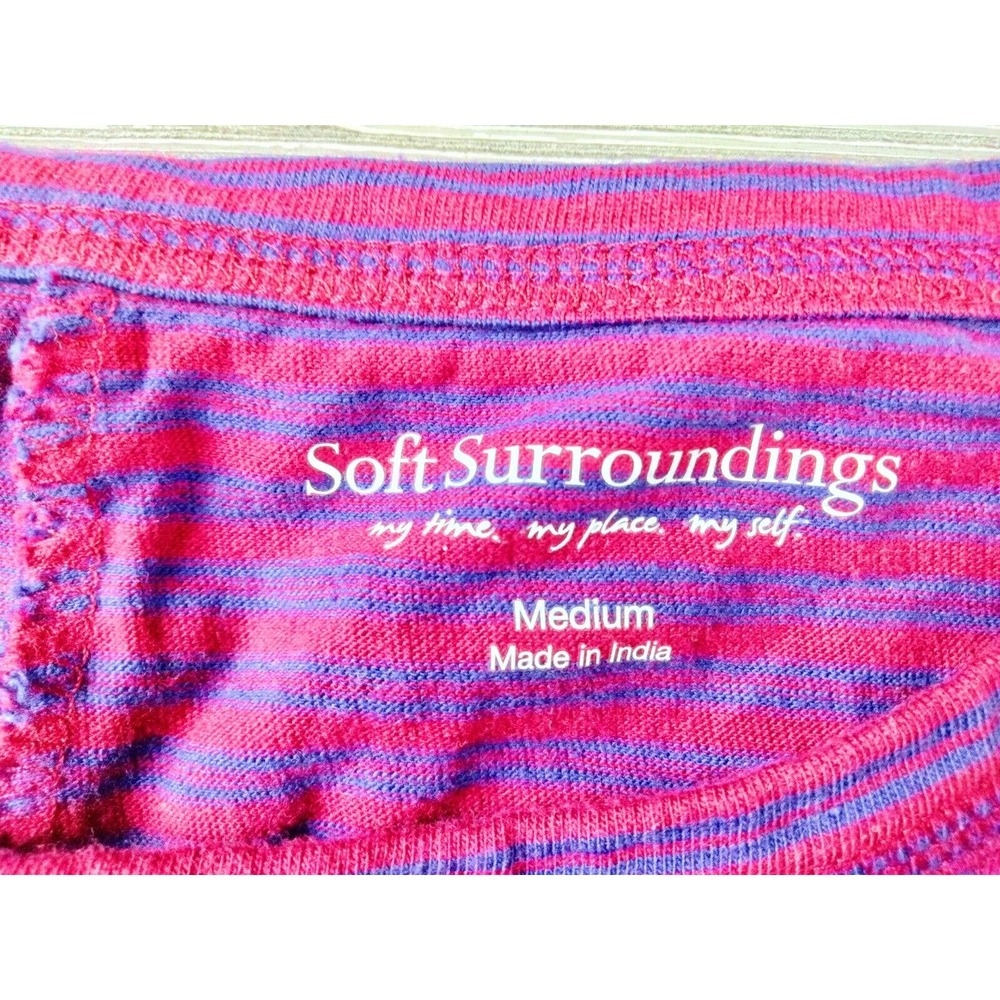 Soft Surroundings Womens Top M T-Shirt Knit Stripe Scoopneck Purple - Picture 2 of 6